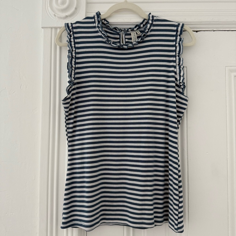 🦊 Hayden Blue and White Striped Tank Top